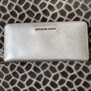 Silver zip around wallet